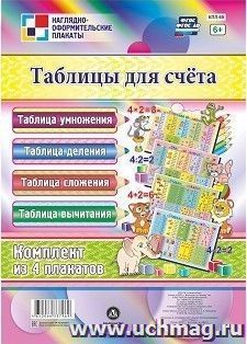 Комплект плакатов "Таблицы для счёта": (4 плаката : "Таблица умножения", "Таблица сложения", "Таблица деления", "Таблица вычитания") формат А3